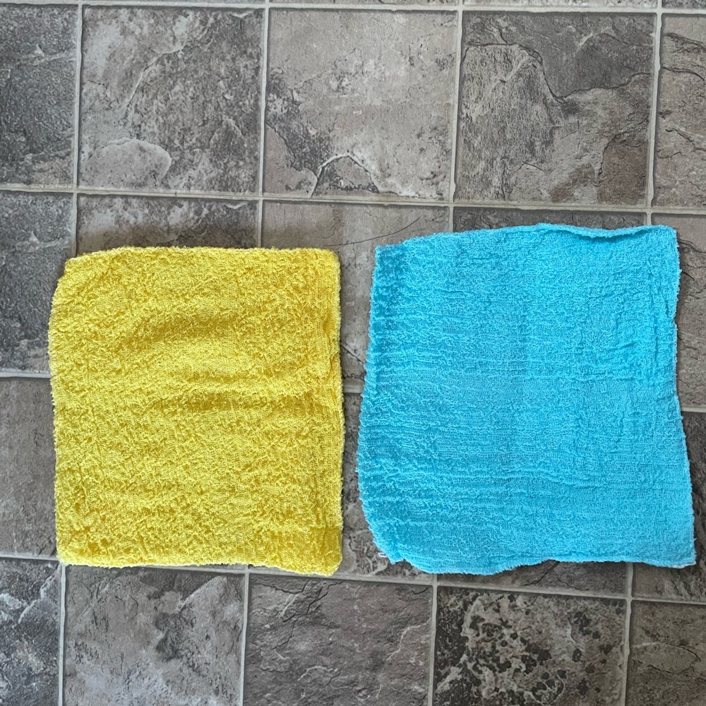 Vibrant Yellow and Blue Textured Dish Cloth Set